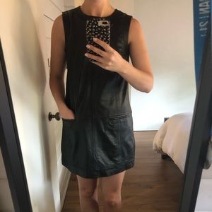 Leather Mini Dress with Pockets